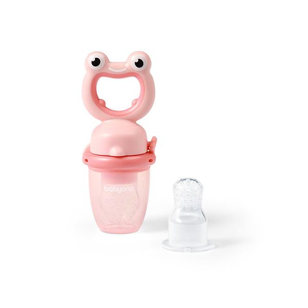 BABYONO Silikonová dudlík na krmení Frog pink 6m+