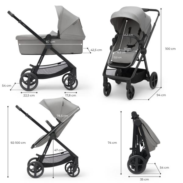 KINDERKRAFT Kočík kombinovaný 4v1 Newly Classic Grey + Mink PRO (obrázek 8)