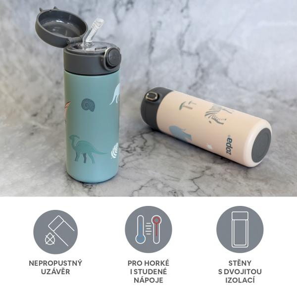 Termoska na tekutiny s brčkem a silikonovým držadlem 350 ml, Safari (obrázek 3)