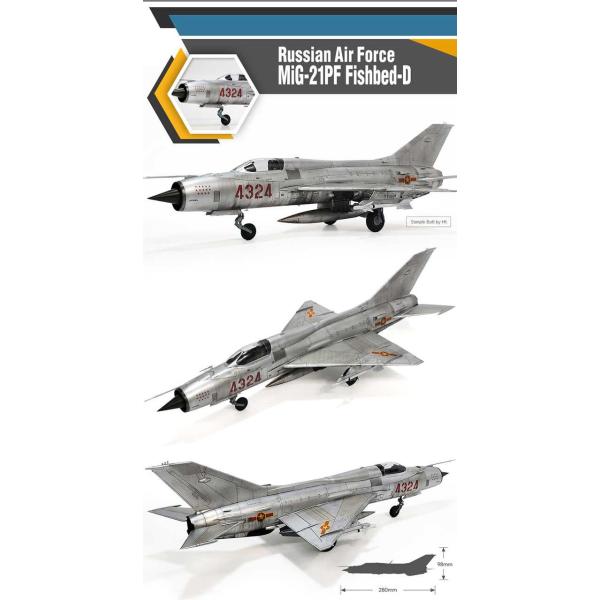 Model Kit letadlo 12320 - Ruské letectvo MiG-21PF Fishbed-D (1:48) (obrázek 3)