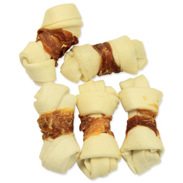 Pochoutka Rasco Premium buvolí kůže obalená kuřecím masem, uzly 6cm 230g