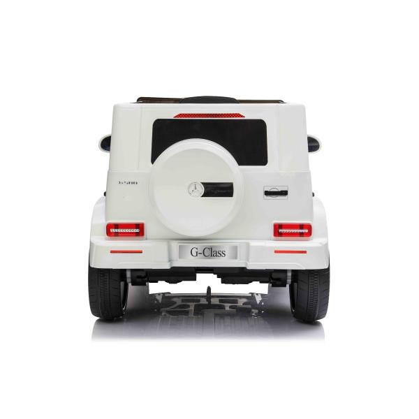Elektrické autíčko Mercedes G500 12V, bílé, 2,4 GHz dálkové ovládání, USB / SD Vstup, o