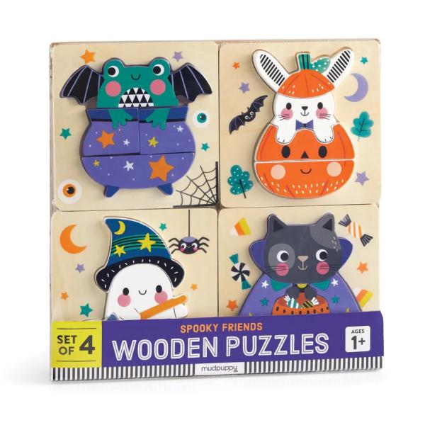 Mudpuppy Dřevěná halloweenská puzzle sada 4 puzzle (obrázek 3)