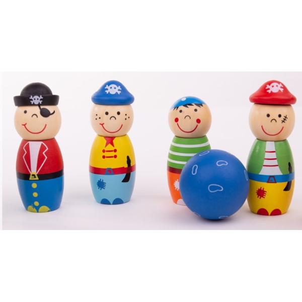 Bigjigs Toys Dřevěné kuželky Piráti