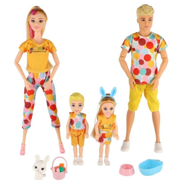 Bábika s panáčikom 30cm s deťmi 2ks - rodina s doplnkami