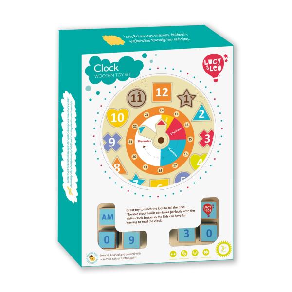 Lucy & Leo 232 Hodiny a tvary – dřevěná naučná hrací deska