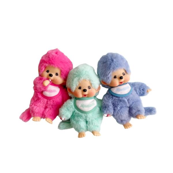 Monchhichi Mončiči colors (malinovo ružová, mätovo zelená, modrá) 14cm