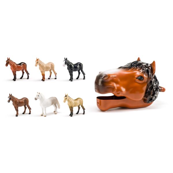 Konská hlava s figúrkami koní, 6ks