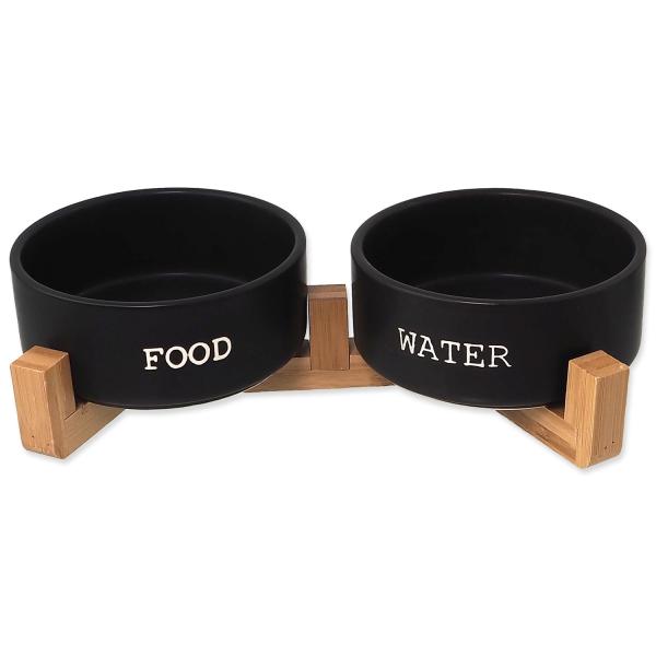 Set Ciotole Dog Fantasy in ceramica con supporto nero 2x 13x5,5 cm, 400 ml