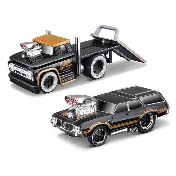 Maisto - Muscle Transports - 1966 Chevrolet C60 Flatbed 1970 Oldsmobile Vista Cruiser, 1:6