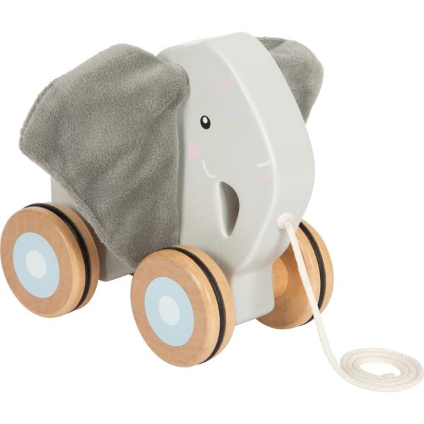 small foot Drevená ťahacia hračka Slon so šuštivými uškami