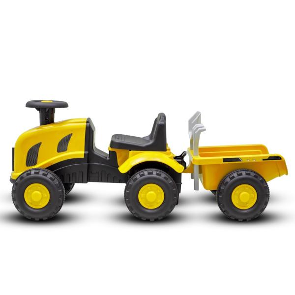 Dětské odrážedlo traktor s vlečkou a nářadím Baby Mix Benny žluté