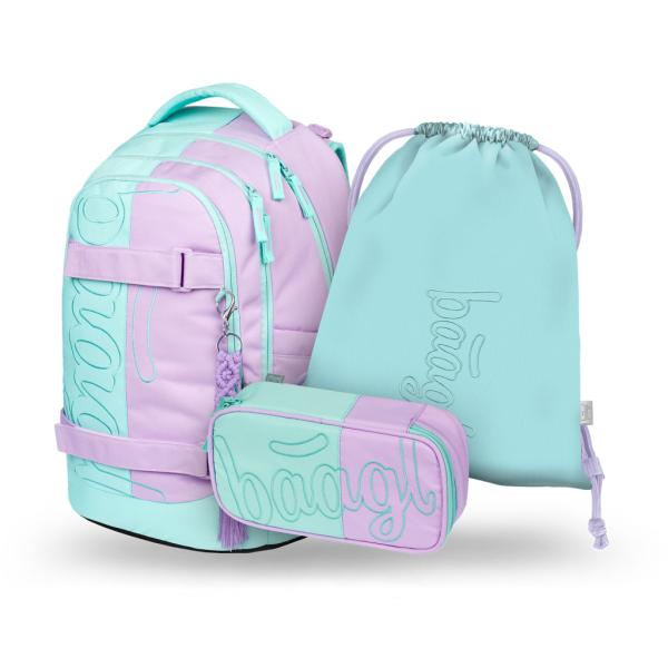 Baagl Set Di Zaini Per La Scuola, Per Ragazzi E Ragazze, 3 Pezzi, Skateboard, Skate Max, Borsa Per La Scuola A Partire Dalla 3A Classe, Zaino Per La Scuola Elementare Con Cintura Toracica, Zaino-image