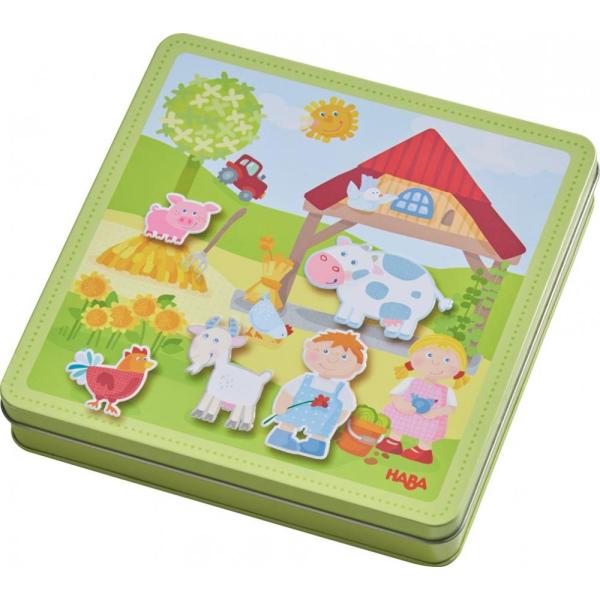 Haba Magnetická hračka Farma v kovové krabici
