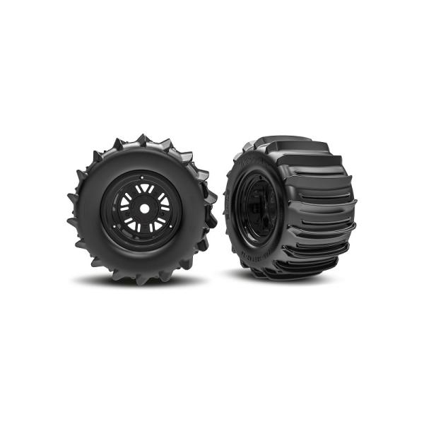 Traxxas koleso 3.6/4,7", disk Sand Car čierny, pneu belted paddle (zadné) (pár)