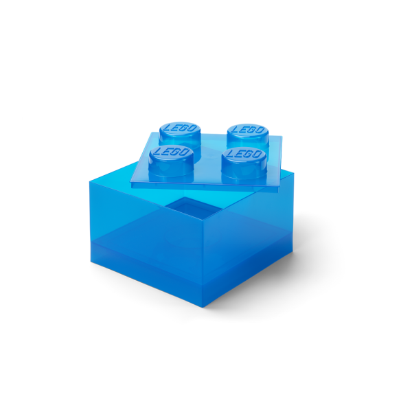 Room Copenhagen Lego Storage Brick 4 Manopole Blu Traslucido – Scatola Portaoggetti Impilabile In Plastica Con Coperchio, Per Bambini E Adulti, Organizer Da Scrivania E Scatola Dei Giocattoli-image