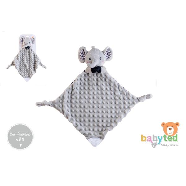 Slon babyted uspávač, kousátko, chrastítko plyš 25x25cm