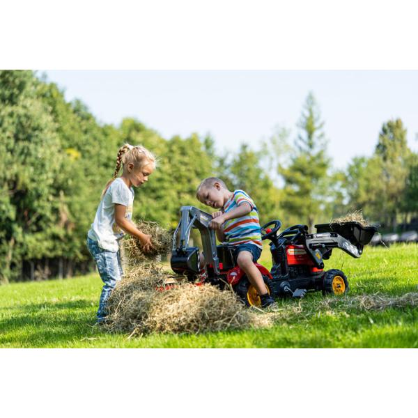 Falk Šlapací traktor Vintage 2058N se lžící, bagrem a přívěsem, červený (obrázek 5)