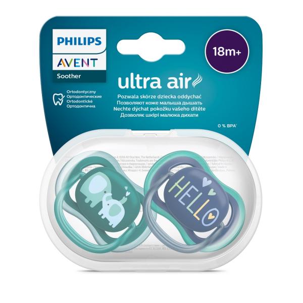 Philips AVENT Dudlík Ultra air 18m+ kluk (slon) 2ks