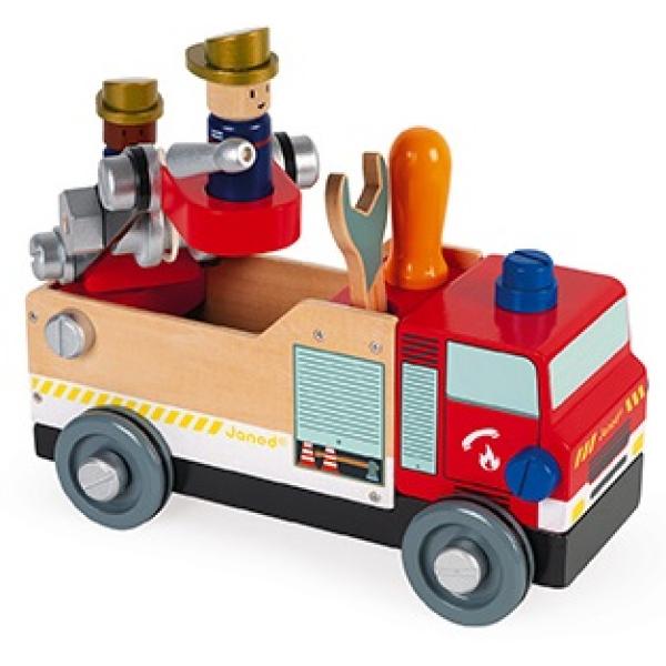 Janod Dřevěné auto a stavebnice Hasiči BricoKids (obrázek 9)