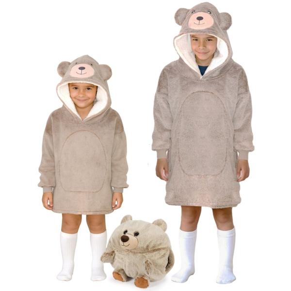 Cozy Noxxiez CH328 Medvěd - hřejivá televizní mikinová deka s kapucí pro děti 7 - 12 rok (obrázek 3)