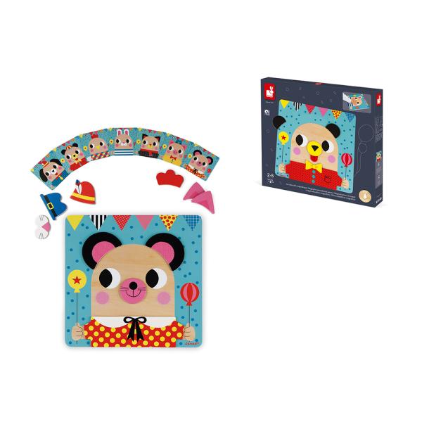 Janod Dřevěná edukativní magnetická hra Tváře Zvířátka