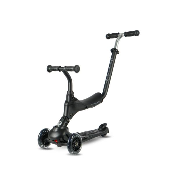 QPLAY Koloběžka Sema Pro Black, 5 v 1, s LED kolečky, věk 1-6 let