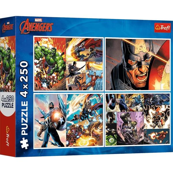 Trefl Puzzle Marvel 4 x 250 dílků Hrdinské dny