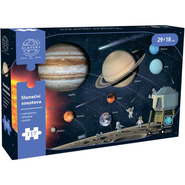 Alaysky's Interaktivní Dřevěné Puzzle s aplikací do mobilu Sluneční soustava 117 dílů CZ