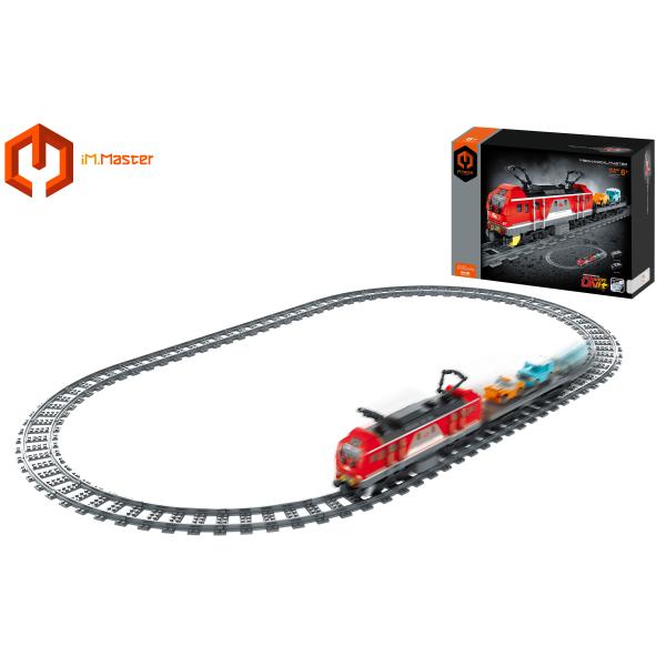 iM.Master Stavebnice vlak červený s auty 53,6x12x6 cm