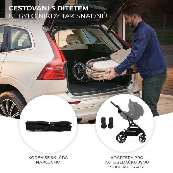 KINDERKRAFT SELECT Kočárek kombinovaný Yoxi 2v1 Pure Black (obrázek 9)