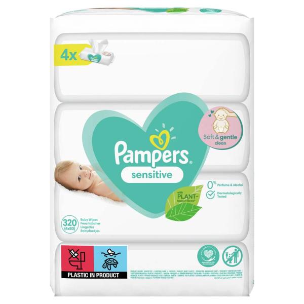 PAMPERS Sensitive Ubrousky vlhčené 4 balení = 320 ks