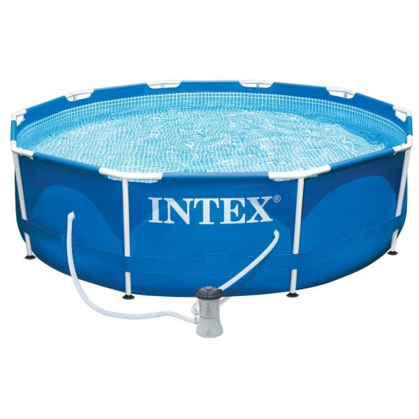 Intex 28202NP – Piscina Fuori Terra Metal Frame Rotonda, Pompa Filtro 1250 L/H, 4485 L, Acciaio E Pvc, Blu, 305X76 Cm-image