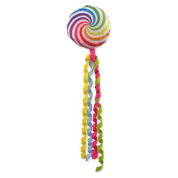 Hračka MC Rainbow Relax koliesko šuštiace s kocúrnikom dúhová 7 cm