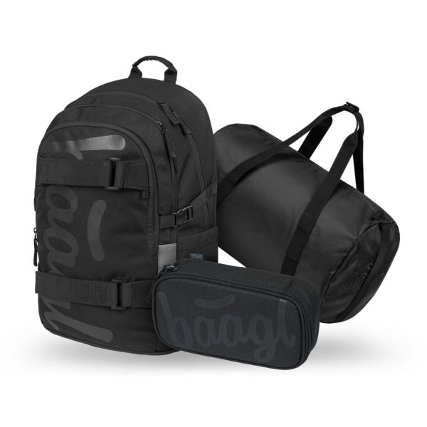 Baagl sada 3 Skate Uni černá: batoh, penál, sportovní taška