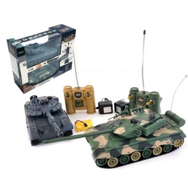 Tank RC 2ks 33cm+dobíjecí pack tanková bitva se zvukem se světlem