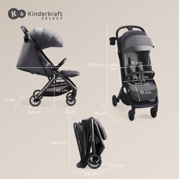 KINDERKRAFT Kočárek sportovní Nubi 2 Sand Beige (obrázek 5)