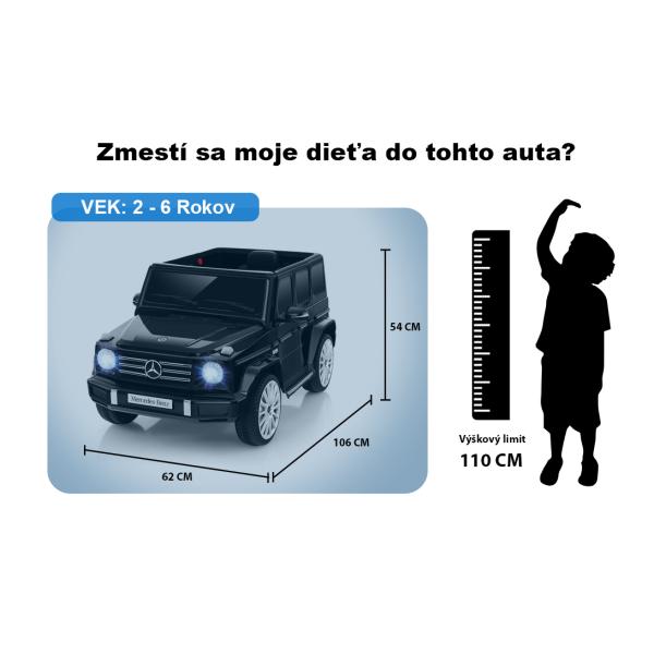 Elektrické autíčko Mercedes G63 12V, černé, Jednomístné sedadlo, Lithiová baterie (obrázek 5)