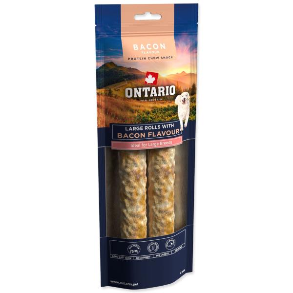 Pochoutka Ontario Protein příchuť slanina, žvýkací rolka velká 2ks 25,4cm (obrázek 3)