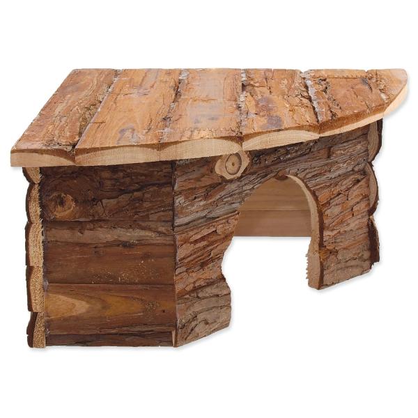 Domeček Small Animals Rohový dřevěný s kůrou 30x30x16cm (obrázek 3)