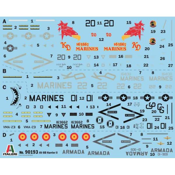 Model Kit letadlo 90193 - AV-8B Harrier II (1:72) (obrázek 3)
