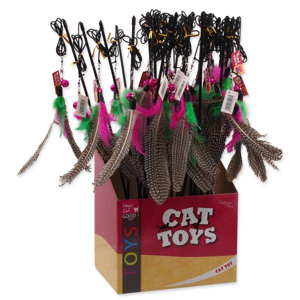 Hračka Magic Cat prut s peříčky 19cm+46cm 24ks