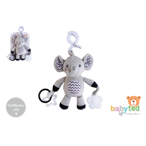 Slon babyted chrastítko plyš 30cm závěs na postýlku/kočárek (obrázek 3)