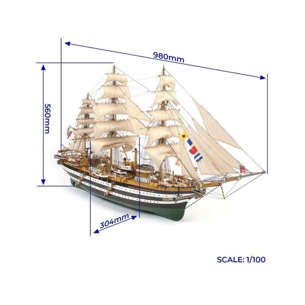 OCCRE Amerigo Vespucci 1:100 + plachty Kit