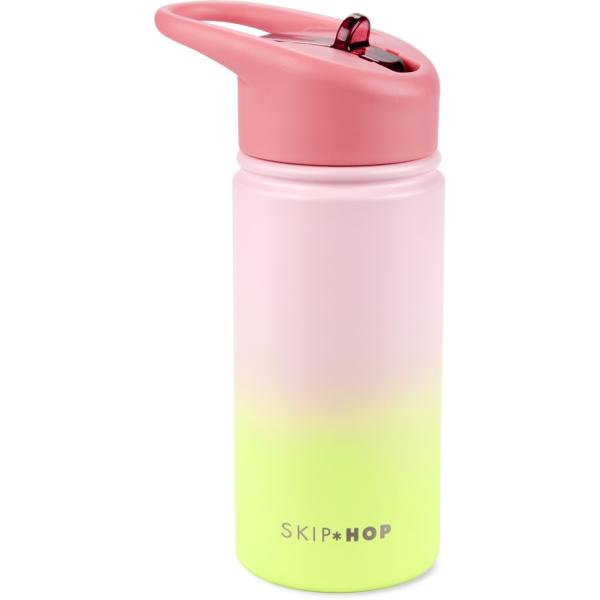 SKIP HOP Láhev s brčkem nerezová Wander - ombré pink, 450ml