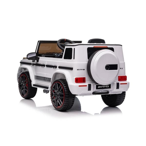 Elektrické autíčko Mercedes G, bílé, jednomístné sedadlo, 12V baterie, 2,4 GHz DO, 2X MO