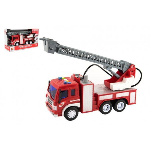 Auto hasiči stříkací vodu 30cm plast na setrvačník na bat. se zvukem se světlem