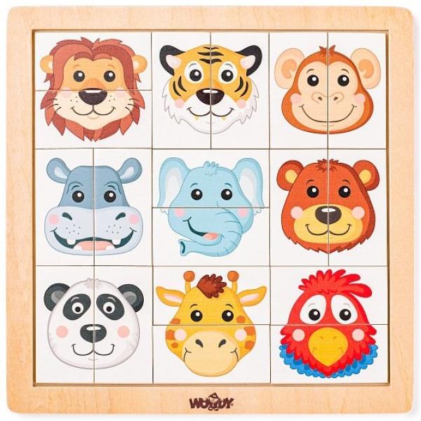 Woody Jigsaw Puzzle Teste di animali - esotici