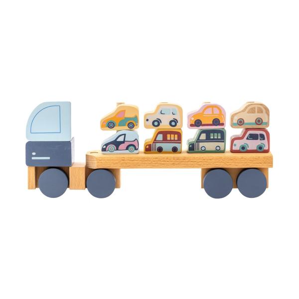 CUBIKA Pastel 15924 Kamión s autami - drevená skladačka 12 dielov