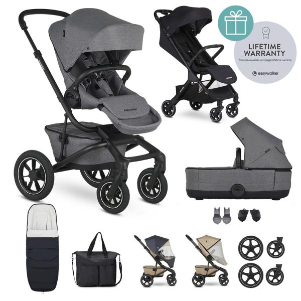 EASYWALKER Kombinovaný kočárek Jimmey Iris Grey XXL AIR + RWS + Jackey Shadow Black